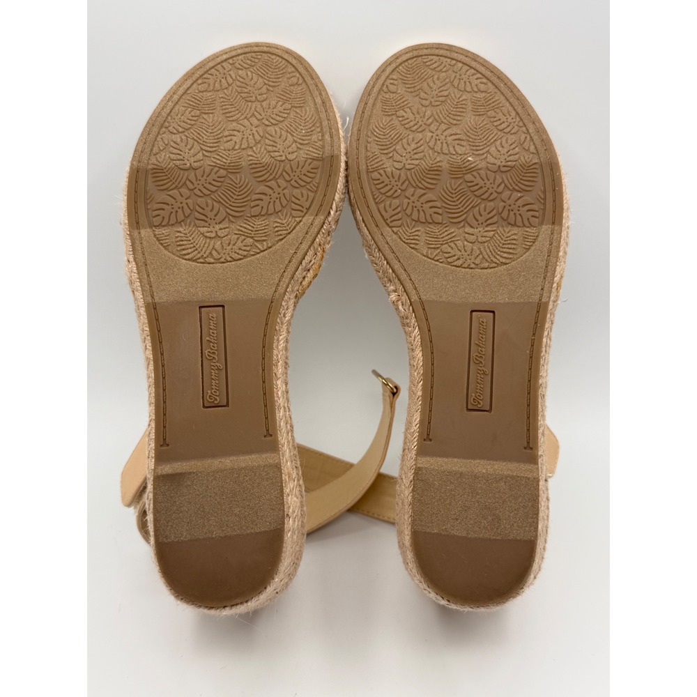 Tommy Bahama Mini Mayla Sandals Women 8.5 Tan Excellent Chevron Wedge Espadrille - Picture 4 of 5